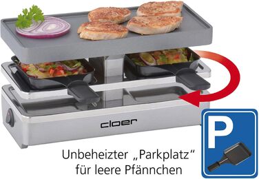 Cloer 6495 Mini Raclettegrill: компактний гриль для фондю з 2 сковорідками, 400 Вт