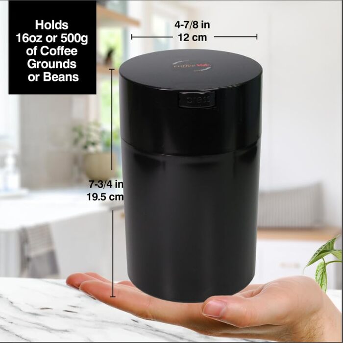 Вакуумна упаковка для кави/чаю Tightvac, чорна, світло- та повітряна герметичність