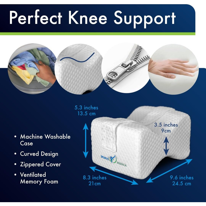 Ортопедична подушка під коліно з memory foam - для болю в спині, ішіасу, сну на боці. З інструкцією від лікарів. Біла.