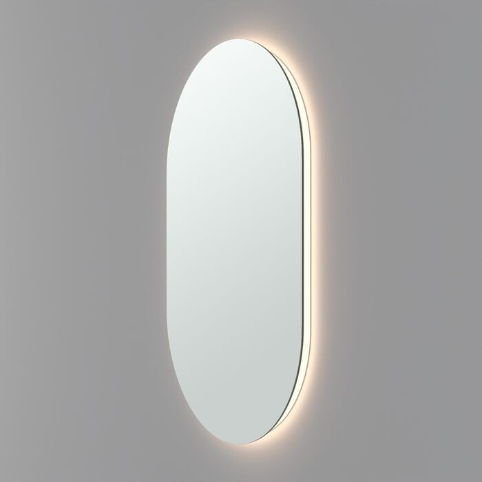 Дзеркало для ванної кімнати Loevschall з LED підсвічуванням, овальне, 80x50 см, регульоване, настінне