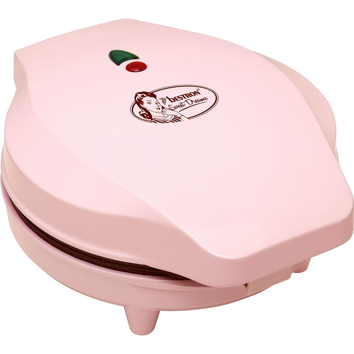 Вафельниця Bestron для класичних вафель-сердечок, Вафельниця з антипригарним покриттям для вафель у формі серця, ретро-дизайн, включаючи пропозиції рецептів, 700 Вт, колір рожево-рожевий одинарний