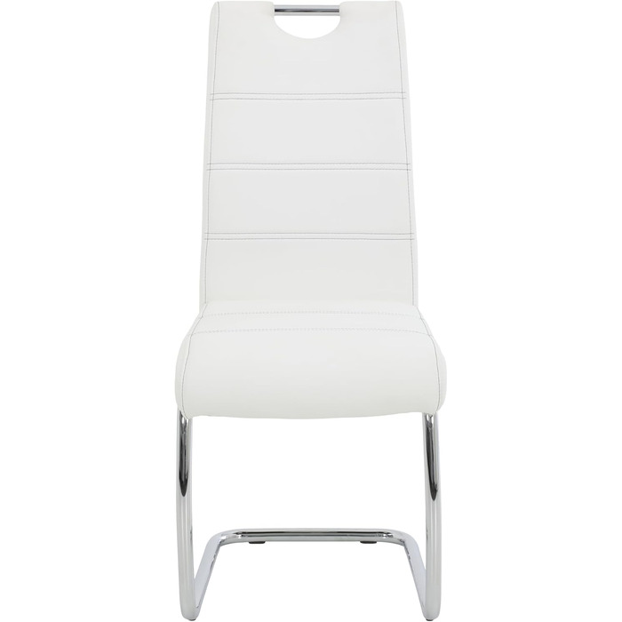 Шкільний стілець Hela Flora, кухонний стілець, металевий каркас, шкірозамінник, білий, 42x57x98 см