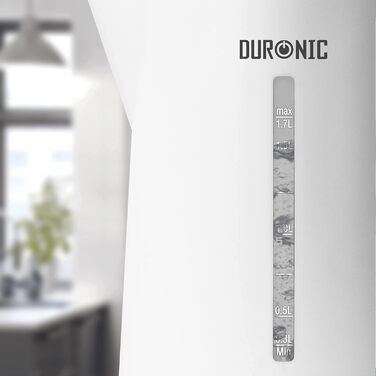Чайник Duronic EK17 WE Ємність 1,7 л 2200 Вт Приготування їжі під тиском Підставка з бездротовим чайником Автоматичне вимкнення Сучасний дизайн Білий
