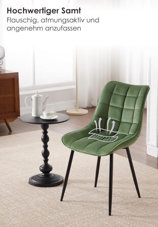 Набір обідніх стільців WOLTU (8 шт.) - обідні стільці для кухні, вітальні, їдальні. М'яке сидіння з велюру, металеві ніжки, до 150 кг.