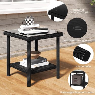 Набір садових меблів Yaheetech з ротангу для балкона та тераси: 2 крісла, 2 пуфи, столик - чорний та бежевий