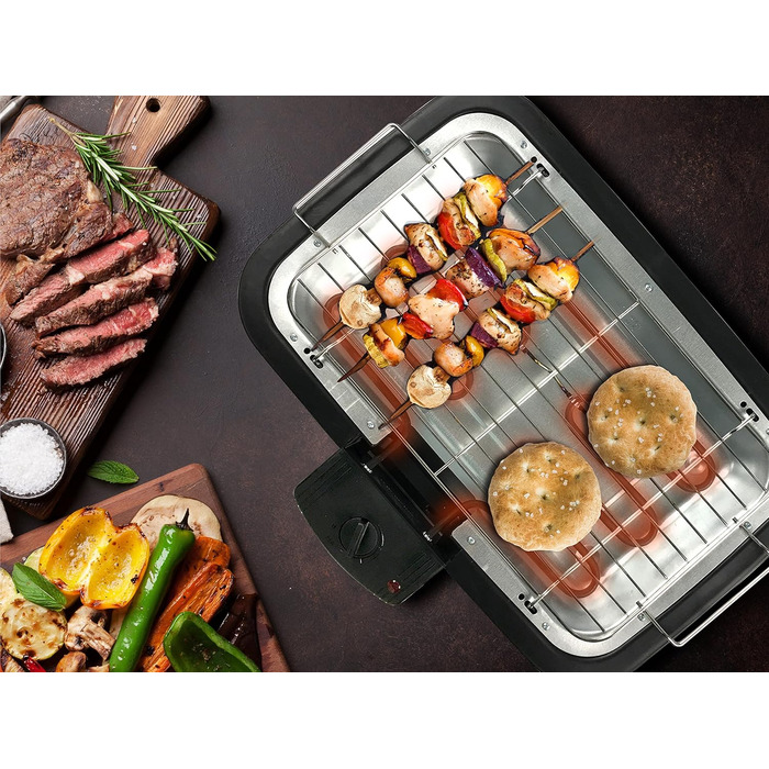 Електрогриль BEPER 90.871 з кришкою, антипригарна поверхня, нержавіюча сталь, чорний (2000 Вт)