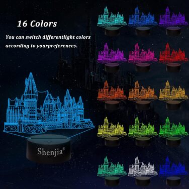 Лампа Shenjia Harry Potter Hogwarts - RGB світлодіод для дитячої кімнати, подарунок для шанувальників, 3D