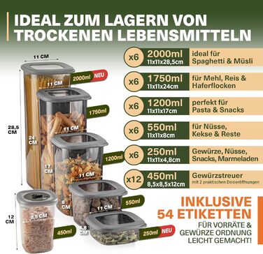 Набори контейнерів для зберігання продуктів з кришкою, 42 шт. BPA-Free, для круп, борошна, цукру. Органайзери для кухні, герметичні контейнери для харчових продуктів