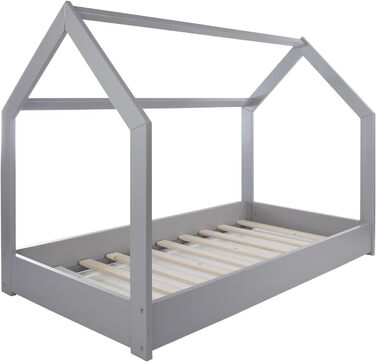 Ліжко-домік Velinda для дітей, ліжко-ігровий будиночок, односпальне ліжко, скандинавський дизайн (сірий колір)