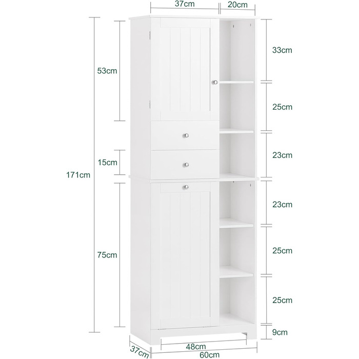 Купити BZR104-W Висока шафа з розкладним мішком для білизни, Біла, BHT 60x1737см