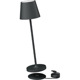 LED акумуляторна настільна лампа K-Bright з регулюванням яскравості | Для дому та вулиці | Тепле світло | USB зарядка | Антрацит