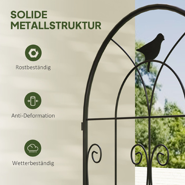 Набір з 2 шт. металевих опор для ліан, нержавіюча сталь, 50x120 см, чорний колір. Опора для рослин з декоративним дизайном пташки.