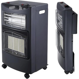 Газовий та електричний обігрівач 4200 Вт гібридний з газовим регулятором | для використання в приміщенні та на вулиці (газовий обігрівач тільки на вулиці) | підходить для балонів бутан/пропан до 11 кг | з підключенням до електромережі