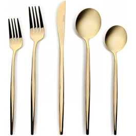 Набір столових приборів Karaca Orion Gold 60 предметів для 12 осіб - нержавіюча сталь, ножі, виделки, ложки, блискучі ножі та виделки, кухонний набір