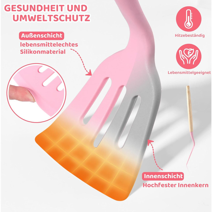 Набір кухонних аксесуарів 37 шт. з силікону, рожевий. Набір кухонних помічників, стійкий до високих температур, придатний для миття в посудомийній машині, з антипригарним покриттям