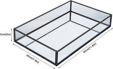 Ретро Дзеркальний лоток Декоративний лоток Чорний скляний лоток Лоток (30 x 20 x 2 см) BK