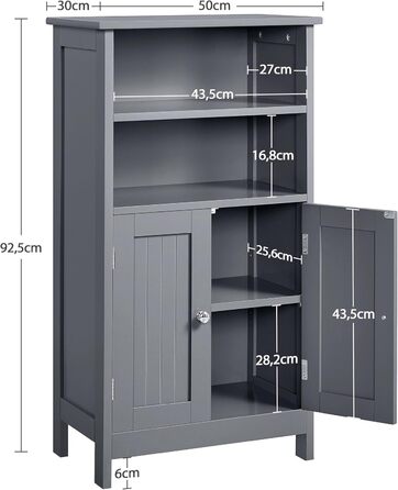 Шафа для ванної/кухні Yaheetech з подвійними дверцятами та полицею, 50x30x92.5см, темно-сірий