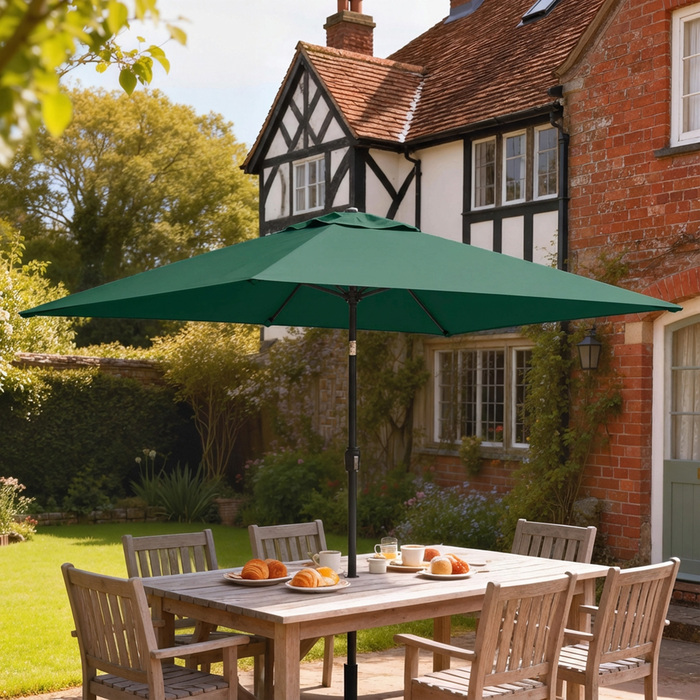 Сонячний парасоль 300 x 200 см з регульованим нахилом, балконний парасоль з ручним механізмом та захисним чохлом, колір зелений