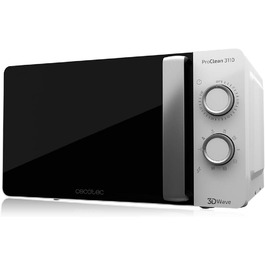 Мікрохвильова піч ProClean 3010, 20 літрів, покриття Ready2Clean, 700 Вт, 6 функцій, таймер 30 хв, режим розморожування, білий колір (20L, гриль, Proclean)