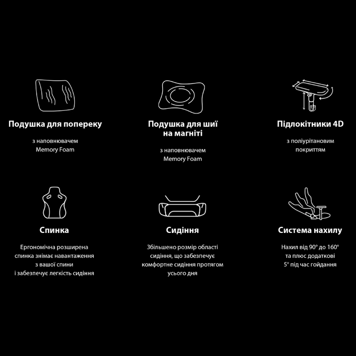 Крісло ігрове Anda Seat Phantom 3 Pro Black Fabric Size L