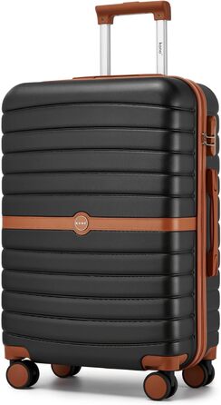 Валіза KONO 66 см: міцна ABS+PC, двоколісна, з кодовим замком (темно-зелений/коричневий)