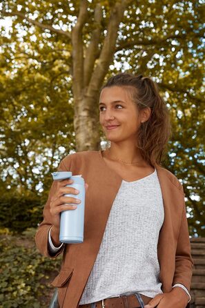 Термокружка Emsa N21518 Travel Mug Light | 0.4 л, нержавіюча сталь, 8 год гаряче/16 год холодне, BPA Free, блакитний колір