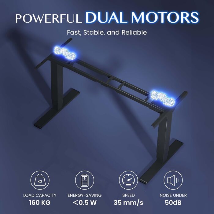 Стол робочий регульований по висоті FLEXISPOT E6, електричний, чорний, 160 кг, USB, пам'ять, LED-дисплей