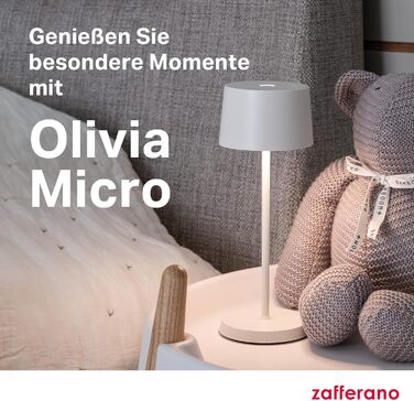 Zafferano Olivia Micro - Бездротова LED-лампа для дому та саду, сенсорне керування, регулювання яскравості, 2200-3000K, 20 см, пісочний колір