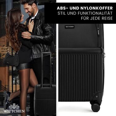 Набір валіз WITTCHEN AXIS 3 шт. | Чорний | ABS+Нейлон | Ручна поклажа M L | TSA замок, телескопічна ручка, 360° колеса