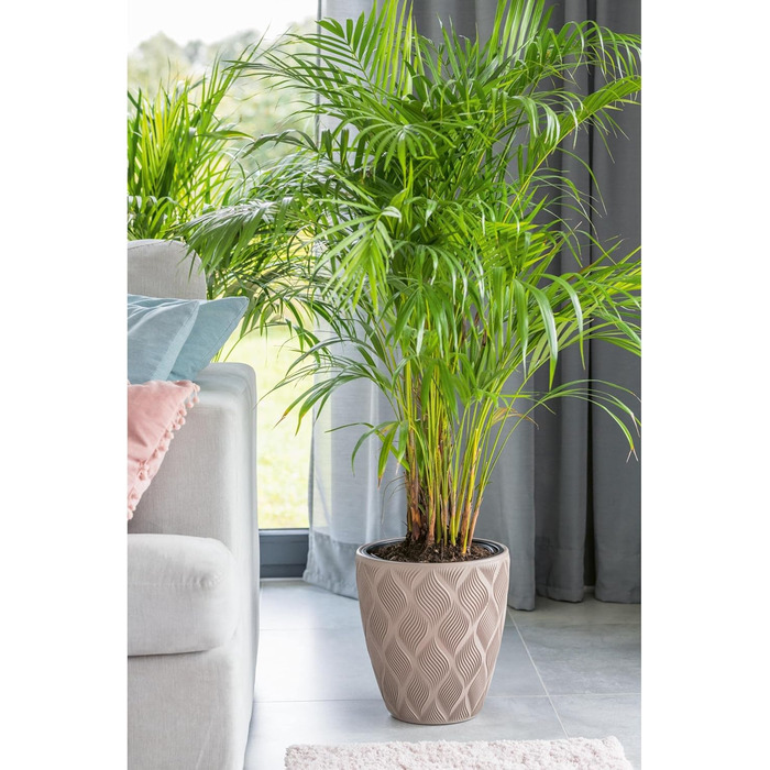 Квітчар MELTOM Blumenkübel: декоративний горщик для квітів з винімним вкладишем, кругла форма, 3D ефект, колір Taupe (M)