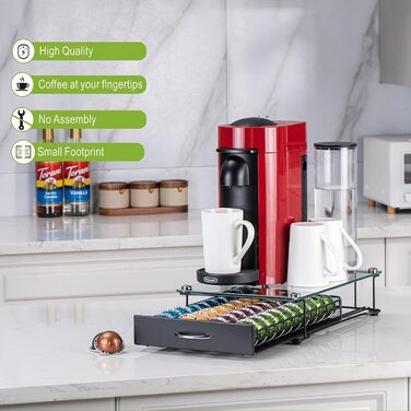 Організатор для капсул Vertuo: підставка для Nespresso з підсвічуванням, для шафи, Vertuoline, 40 капсул (з ручкою)