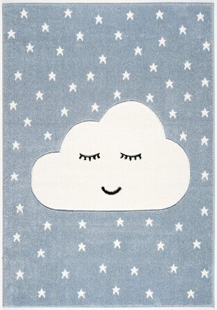 Дитячий килимок Livone Дитяча хмара Зірки в блакитно-білому кольорі 100 х 150 см