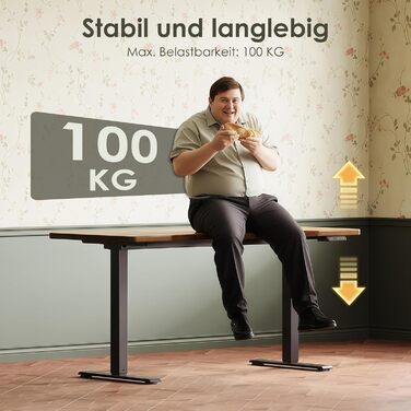 Регульований стіл OffiGo з 2 моторами: чорний, USB-C, 100-200 см, 3 пам'яті