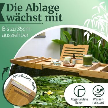 Підставка для ванни з бамбука - велика з розкладним тримачем | Підставка для ванни, столик для сніданку