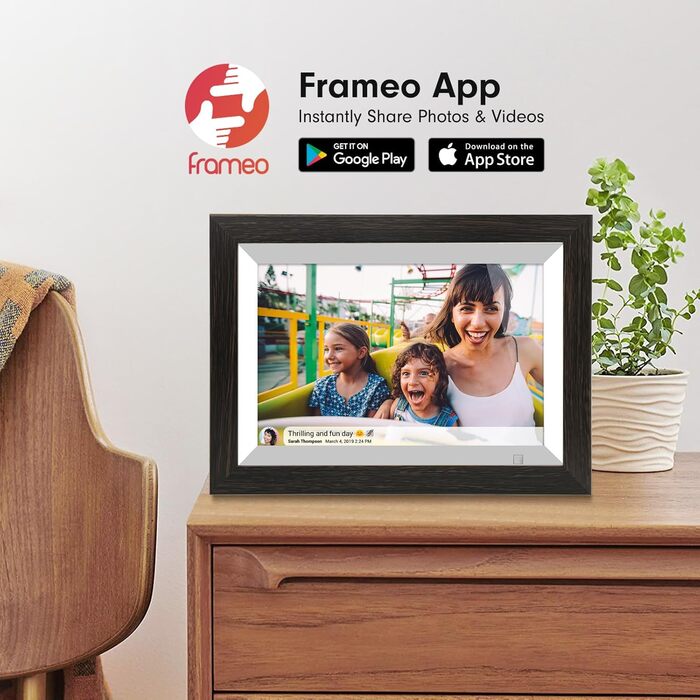 Цифровий фоторамка Cytem 10.1 дюйма | Wi-Fi, FrameO Software, 32GB, Сенсор руху, Автоматичне повороту, IPS 16:10, Touchscreen, Коричневе дерево