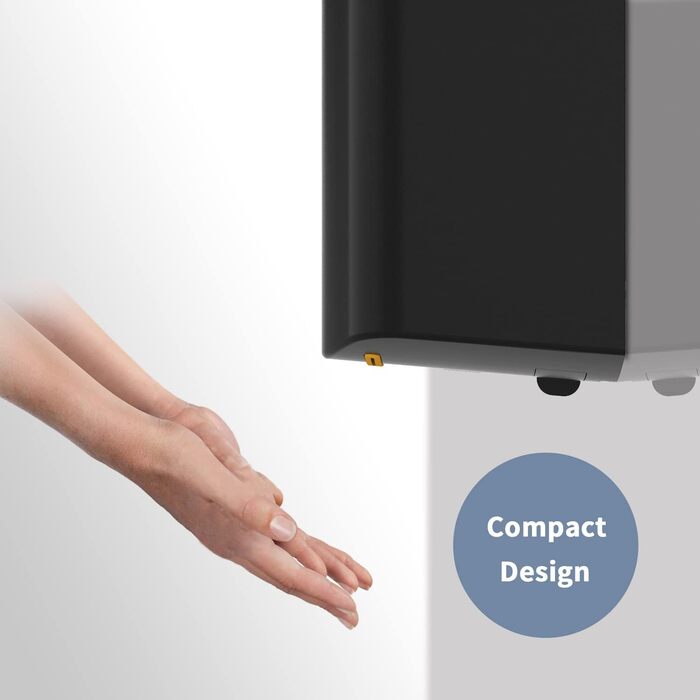 Anydry 2630S - Компактний електричний сушар для рук, автоматичний, настінний, для дому та бізнесу, чорний