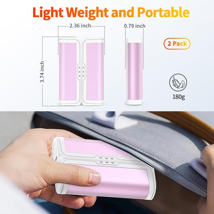 Електричні грілки для рук 2 шт. - багаторазові, USB, з 3 режимами нагріву, для дітей та жінок (рожеві)