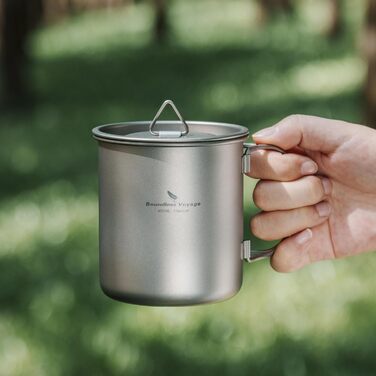 iBasingo Titan Becher: туристичний посуд, термокружка, чашка для кемпінгу з кришкою та складним ручками (200-750 мл)