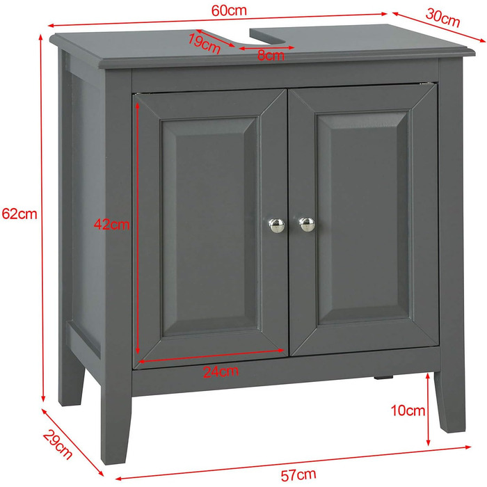Тумба під умивальник SoBuy FRG202-W Тумба під умивальник, приблизно 60x62x30см, темно-сірий