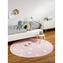 Дитячий килимок Bambini Stars Діаметр 150 см Круглий, Бавовняний, Рожевий, 150 x 150 x 2 см ø 150 см Рожевий
