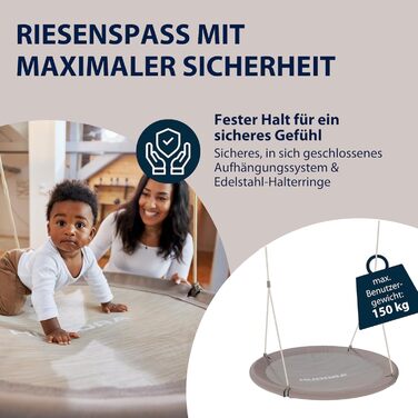 Шоукель HUDORA Nestschaukel Lounge - регульована висота, діаметр 90/110 см, до 150 кг, закрита сидіння, сімейна, для дому та вулиці, пісочний колір, 110 см, одномісна