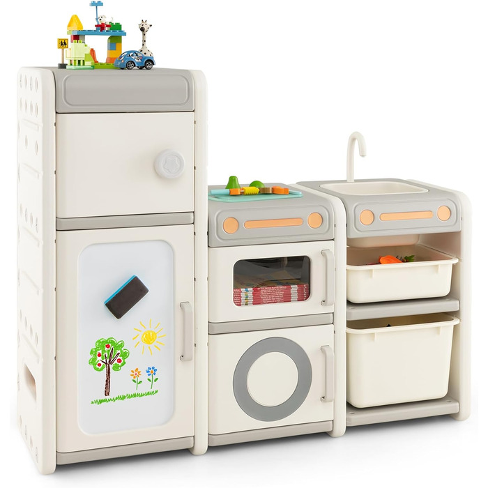 Дитяча полиця COSTWAY, полиця для іграшок з 3 ящиками для зберігання та книжковою шафою, стелаж для зберігання іграшок 78 x 32 x 78 см, дитяча полиця для хлопчика, дівчинки (мрійника)