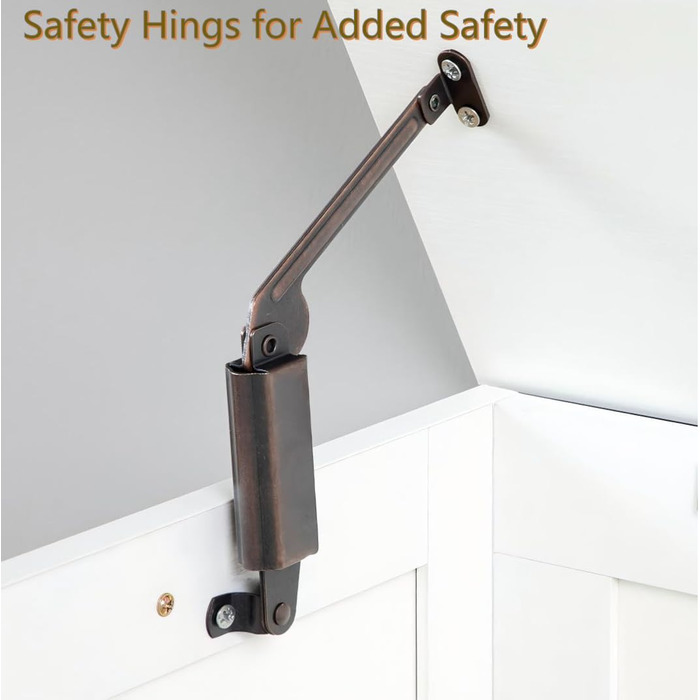 HOOBRO Лавка з ящиком для зберігання, іграшкова скриня з кришкою, лавка для взуття, лавка для сидіння, міцна, безпечні петлі, спальня, вітальня, 76 см, білий EWT75CW01G1 76 x 40 x 48 см білий