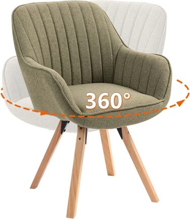 Крісло для їдальні Cosy - обертове, з підлокітниками, зелене, на дерев'яних ніжках