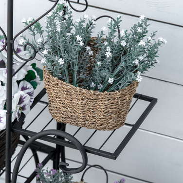 Металевий багатоярусний стійка-підставка для квітів (4 полиці), підставка-сходинки для рослин, для дому, саду та балкона, чорна, 45 x 24,5 x 80 см