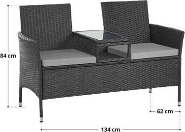 Лавка садова SVITA Chicago з поліротангу чорного кольору для саду та тераси