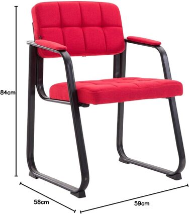 Крісло для відвідувачів Canada B з підлокітниками та м'яким сидінням, червоне. З металевим каркасом, для зони очікування.