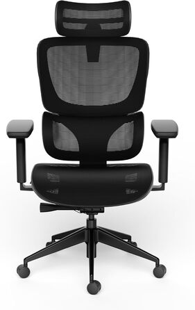 Офісне крісло Ergolutions Senta FX Mesh - ергономічне, з регульованою 3D підголівником, сітчасте, дихаюче, для великих людей, 7 років гарантії, сертифіковане BIFMA, висота сидіння 53-62 см