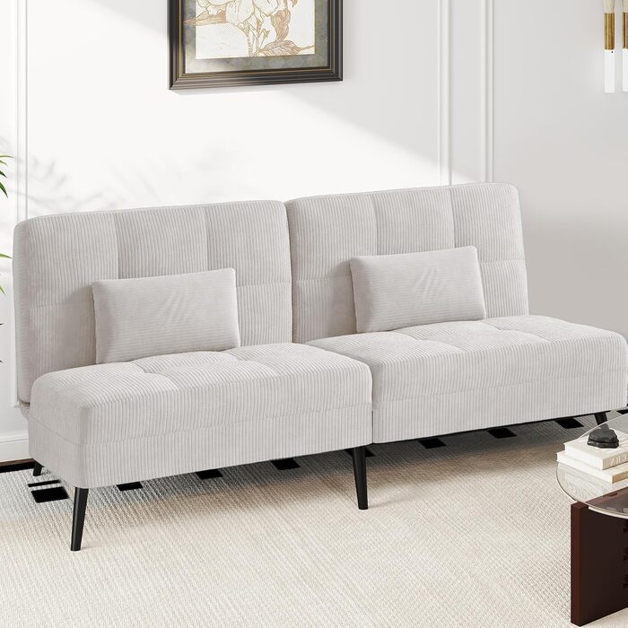 Диван-ліжко LUCKRACER 3-місний з регулюванням кута нахилу, Cordstoff, Бежевий