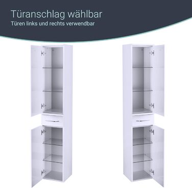 Тумба для ванної підвісна, 2 полиці, 30x68x15.4 см, біла, висока шафа